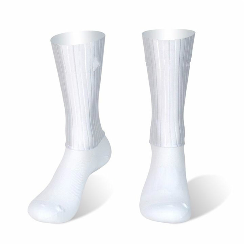 Ykyw Cycling Gear - Rutschfeste Silikon-Sommer-Aero-Socken Whiteline Radsocken Herren Fahrrad